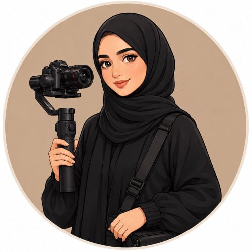 female videographer using gimbal