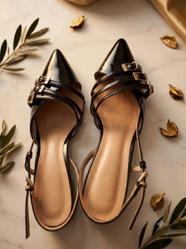 Glossy Black High Heel Sandal