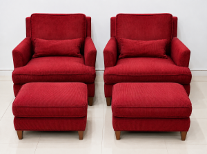 Armchairs with 2 matching ottomans