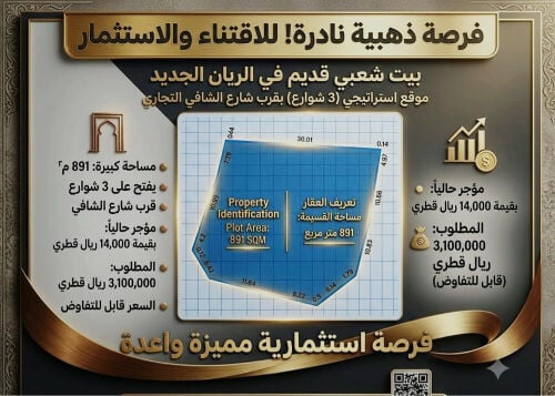 للبـيع بيت شعبي موقع مميز بالريان