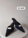 Black Pointed-Toe Mule Heels