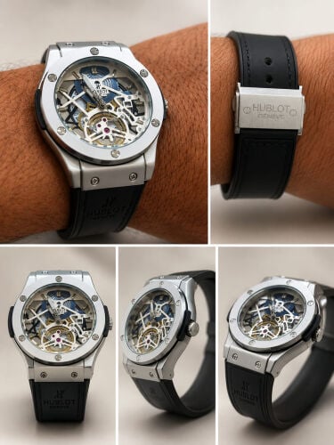 Hublot style skeleton luxury watch