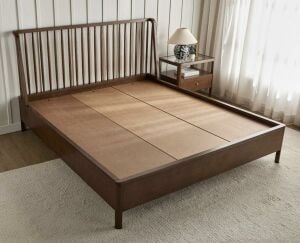 King-size wooden bed