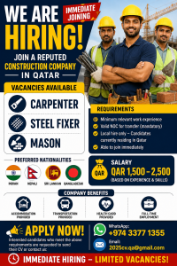 JOIN A REPUTED CONSTRUCTION COMPANY
