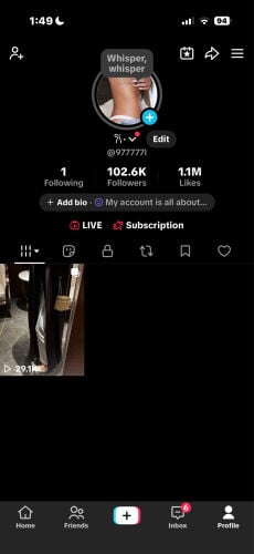 TikTok account 100K followers