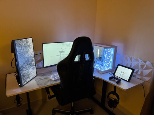 White L Shape Desk Gaming 