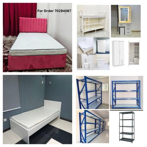 Bed, mattress, cabinet available