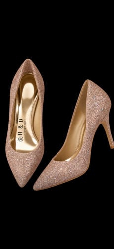 Shiny Rose Gold High Heels, Size 39