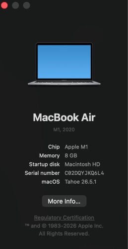 MacBook Air m1 8GB RAM-full set