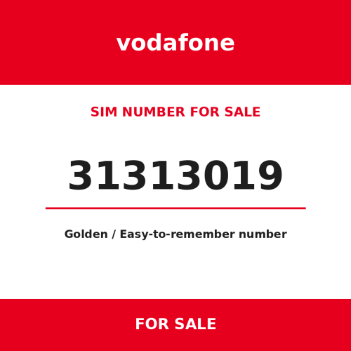 Vadafone sim Number 31313019