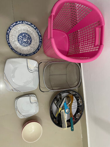 All the kitchen items and Shoe rack