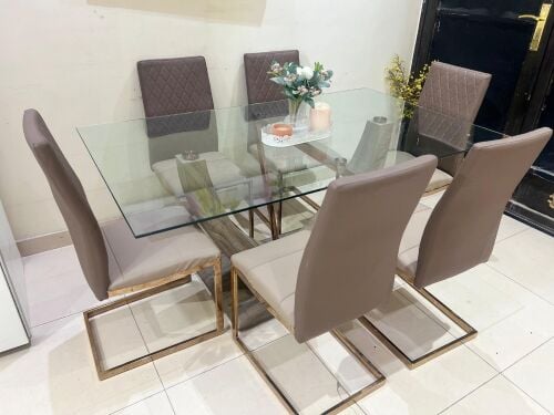 Glass dining table set for sale