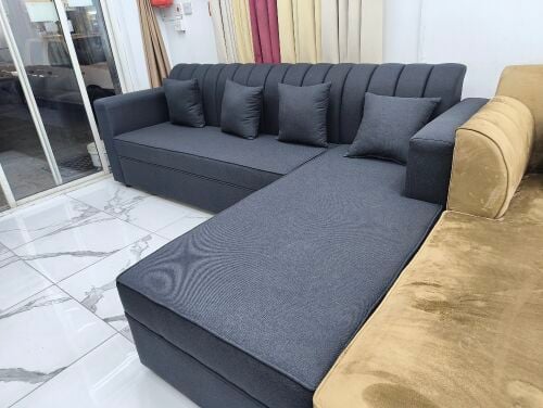 black gray  L ship sofa seal