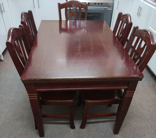 Solid wood dining table with chairs