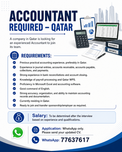 Accountant & Cashier Required