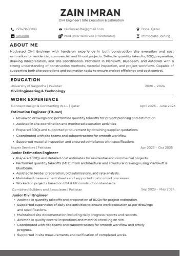 Civil/Site/Estimation Engineer