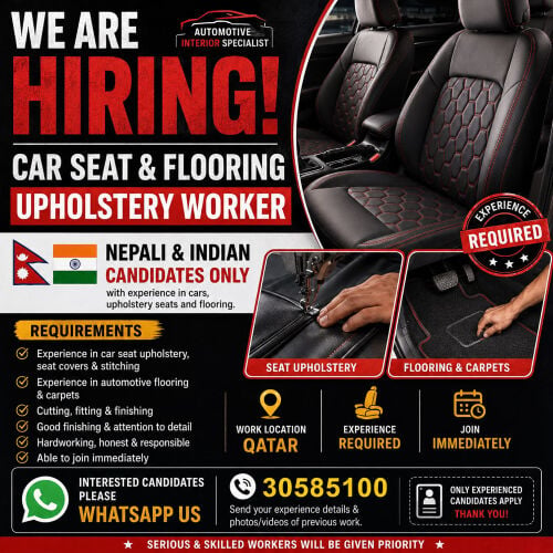 Required car upholstery  worker