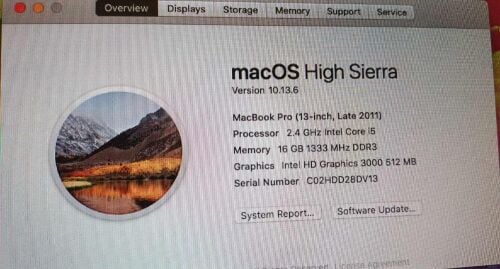 Macbook Pro Intel core i5