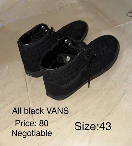 all black VANS size 43