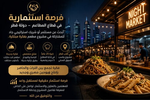 فرصة استثمارية في مطعم مبتكر حديث