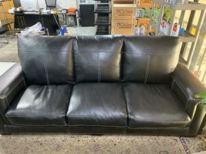 Black Leather 3-Seater Sofa