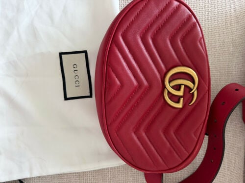 Red GG Gucci Marmont belt bag