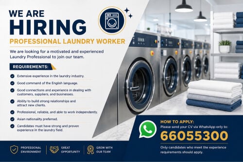 Professional Laundry Worker Require