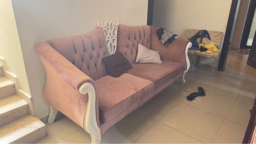 Four chairs and two sofas throughou
