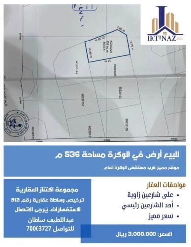 للبيع أرض في الوكرة