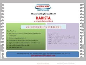 Looking for a Qualified BARISTA