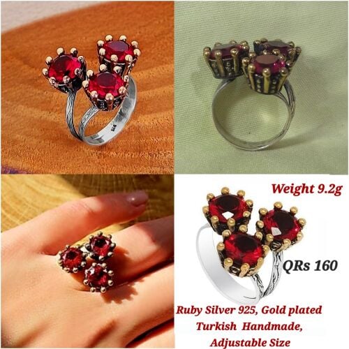 3 Silver Turkish Lady's Rings