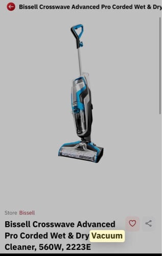 Bissell corded CrossWave Vaccum 