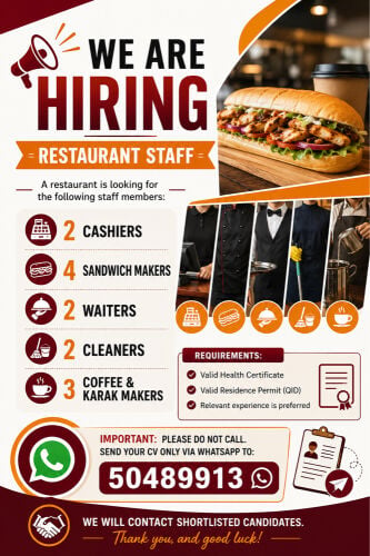 restaurants hiring sattf 