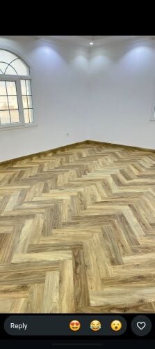 Zic zag parquet flooring.