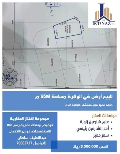 للبيع أرض في الوكرة