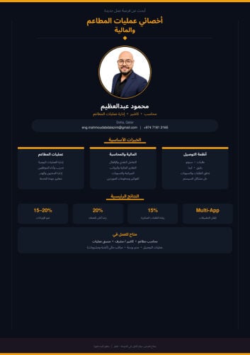 خبره في اداره المطاعم + محاسب 
