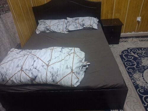 double bed with table