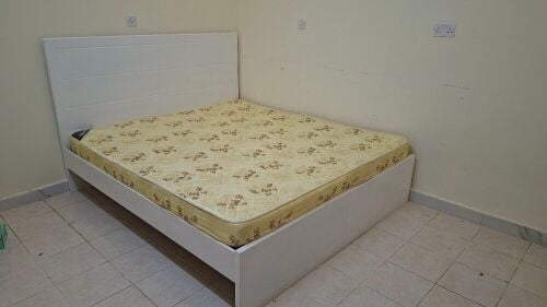 Double bed, mattress, and cabinet