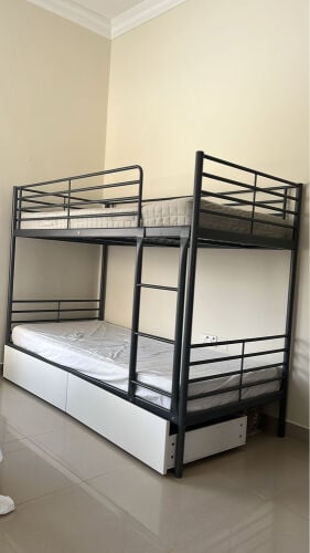 IKEA Bunk Bed + 2 Mattresses + Stor