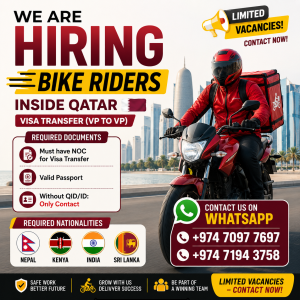 Urgent Hiring For Bike Rider
