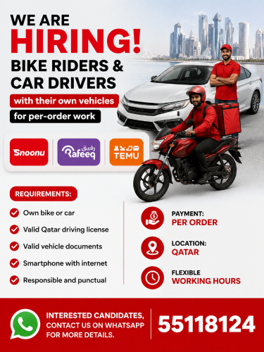 Hiring Car driver bike rider