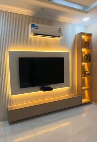 Waterproof parquet, TV decor, wave