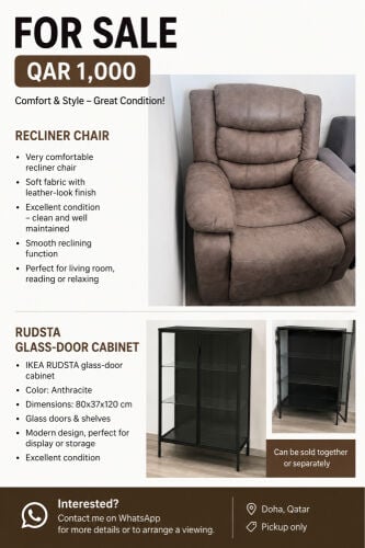 Recliner Chair + IKEA RUDSTA Glass-