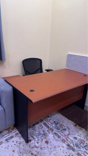 table and chair and cabinets 