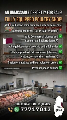Fully equipped poultry shop for sal