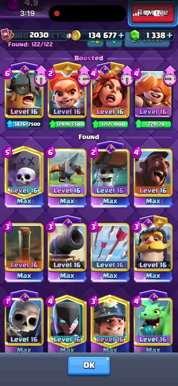 ‏Clash royale lvl 16 (half maxed)