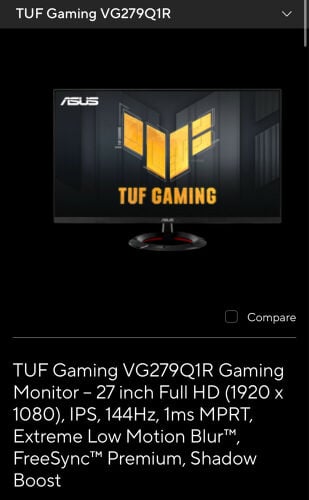 ASUS TUF Gaming Monitor (144Hz 27’)