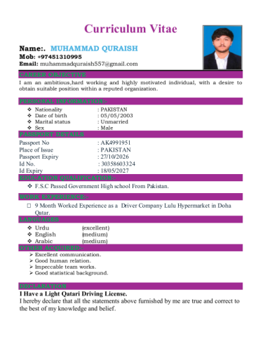 I am looking for job