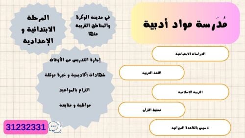 محفظة و مدرسة تأسيس و مواد أدبية