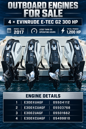 4 Evinrude E-TEC G2 300 HP Outboard